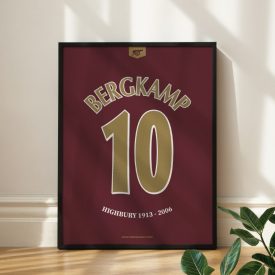   Arsenal FC 2005/06 Highbury - Framed Shirt Print - Dennis Bergkamp