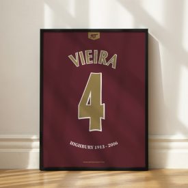   Arsenal FC 2005/06 Highbury - Framed Shirt Print - Patrick Vieira
