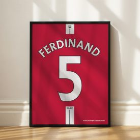   Manchester United FC 2007/08 - Framed Shirt Print - Rio Ferdinand