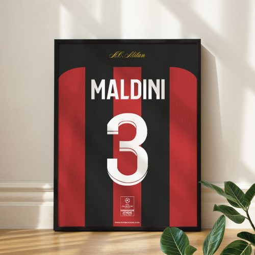AC Milan 2006/07 - Framed Shirt Print - Maldini