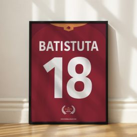 AS Roma 2000/01 - Framed Shirt Print - Gabriel Batistuta