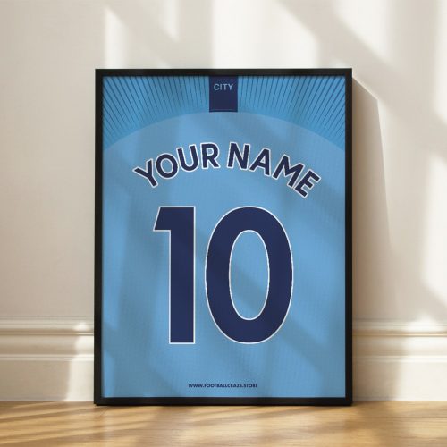 Manchester City FC 2018/19 - Keretezett mezposzter - Egyedi név