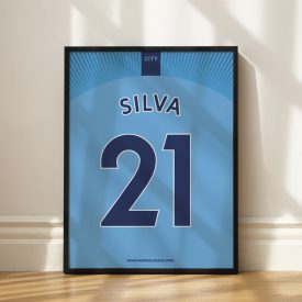   Manchester City FC 2018/19 - Framed Shirt Print - David Silva