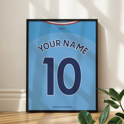 Manchester City FC 2022/23 - Kerezett mezposzter - Egyedi név