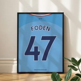Manchester City FC 2022/23 - Framed Shirt Print - Foden