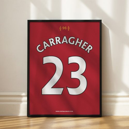 Liverpool FC 2008/09 - Framed Shirt Print - Jamie Carragher
