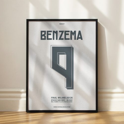 Real Madrid 2015/16 - Framed Shirt Print - Benzema